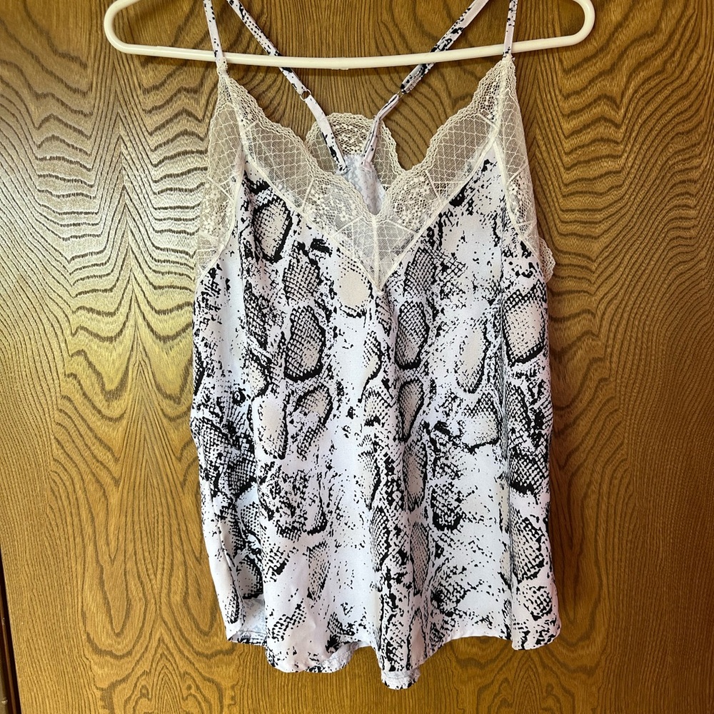 Women's Snake Print Lace Trim Cami